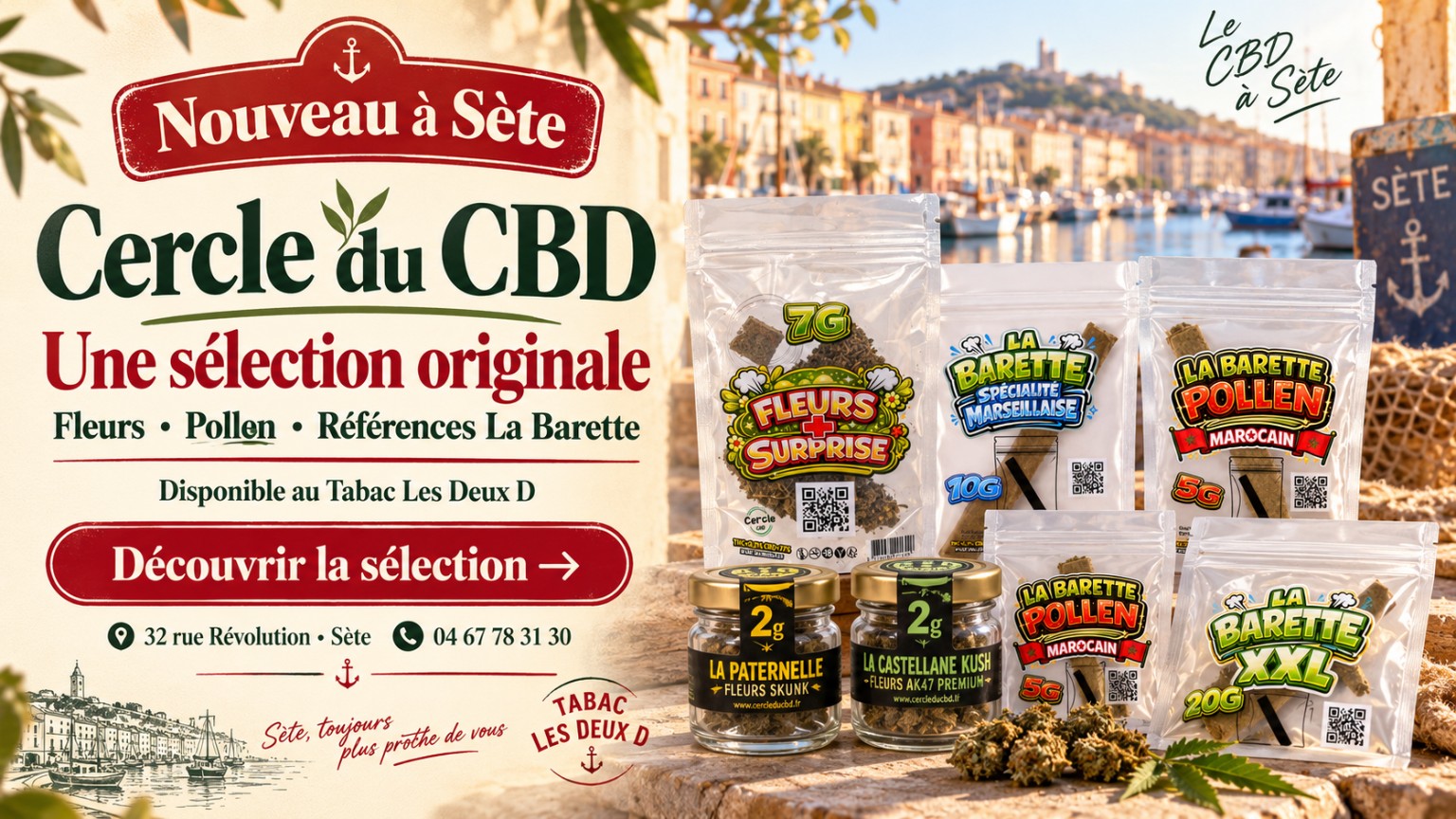 Nouveau à Sète : sélection Cercle du CBD au Tabac Les Deux D
